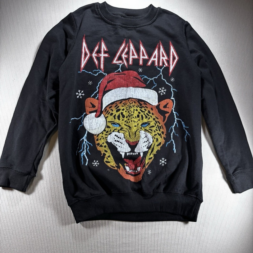 Def Leppard Christmas Leppard  Sweatshirt Women's Black Small Rock Band‎ Music